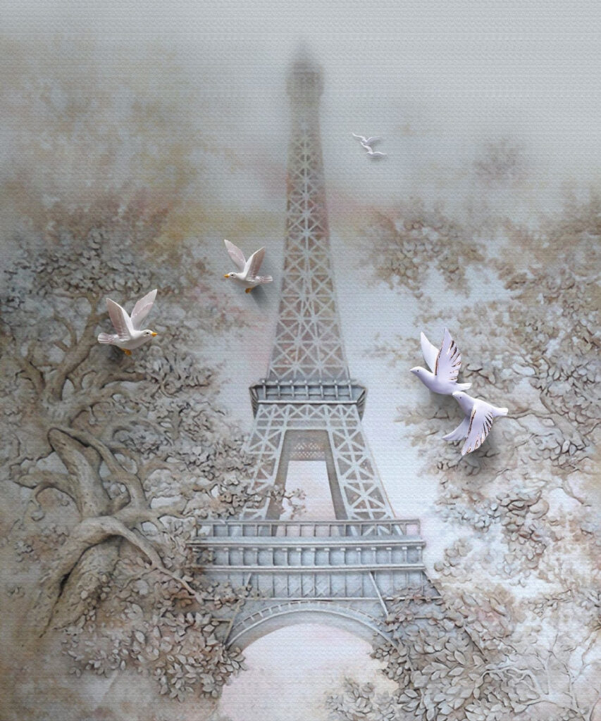 Vogels vliegen over een toren Vogels vliegen over een toren
