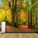 Fotobehang Pad met bomen en bladeren