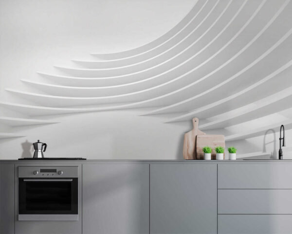 Witte kamer met gebogen lijnen Witte kamer met gebogen lijnen