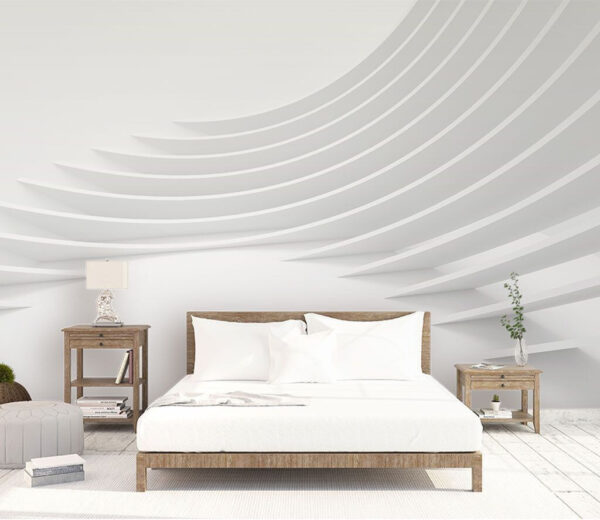Witte kamer met gebogen lijnen Witte kamer met gebogen lijnen