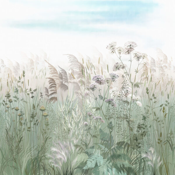 Veld met gras en bloemen Veld met gras en bloemen