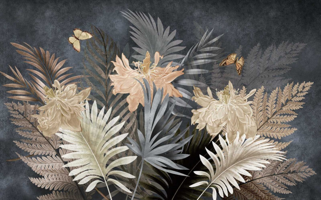 Elegante bloemen en delicate vlinders. Elegante bloemen en delicate vlinders.