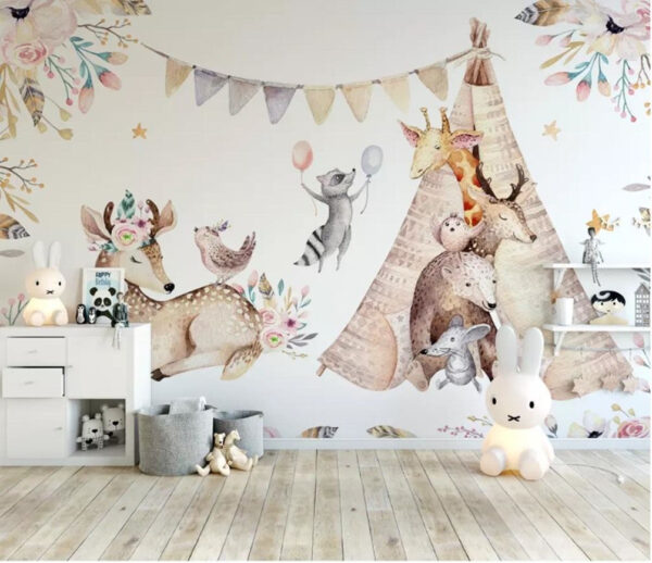 Groep dieren met een tipi Groep dieren met een tipi