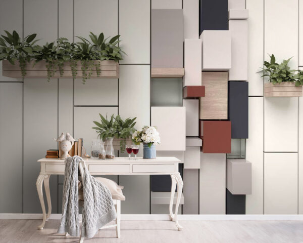 Muur met planten en bakken Muur met planten en bakken