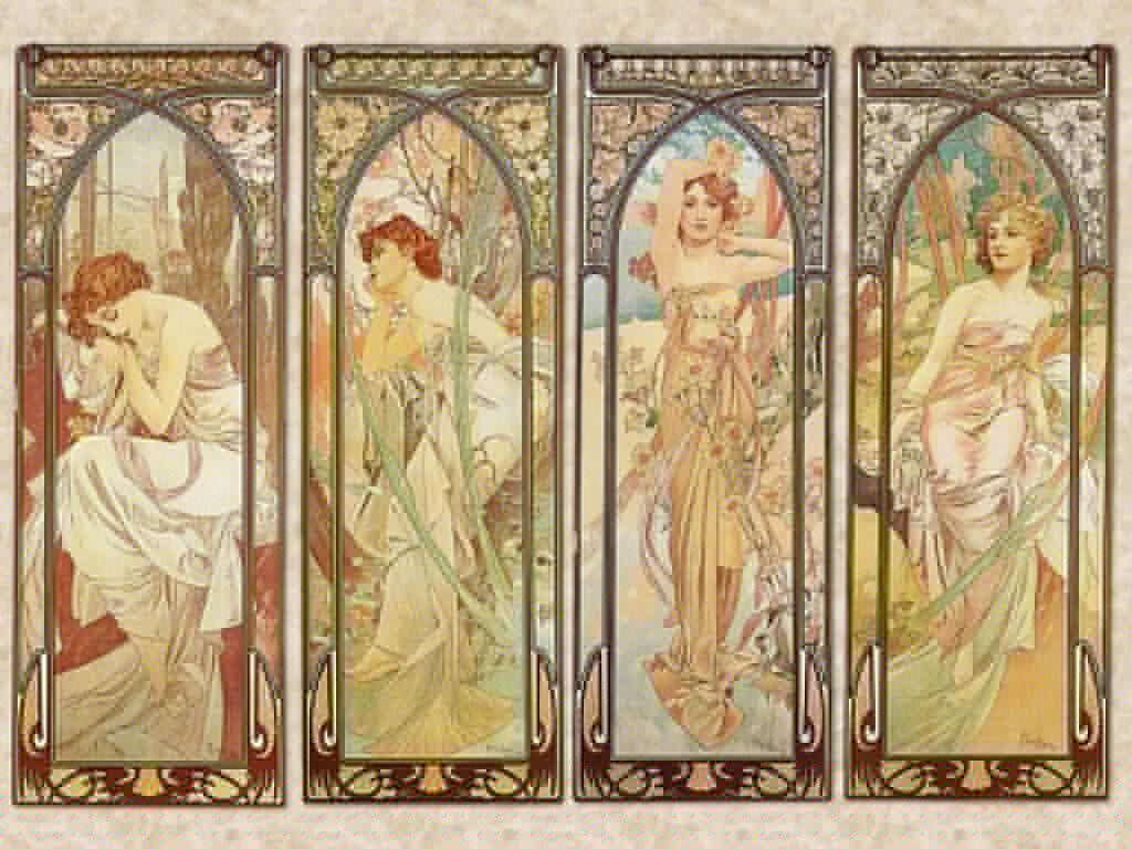 Groep vrouwen in art nouveau-stijl Groep vrouwen in art nouveau-stijl