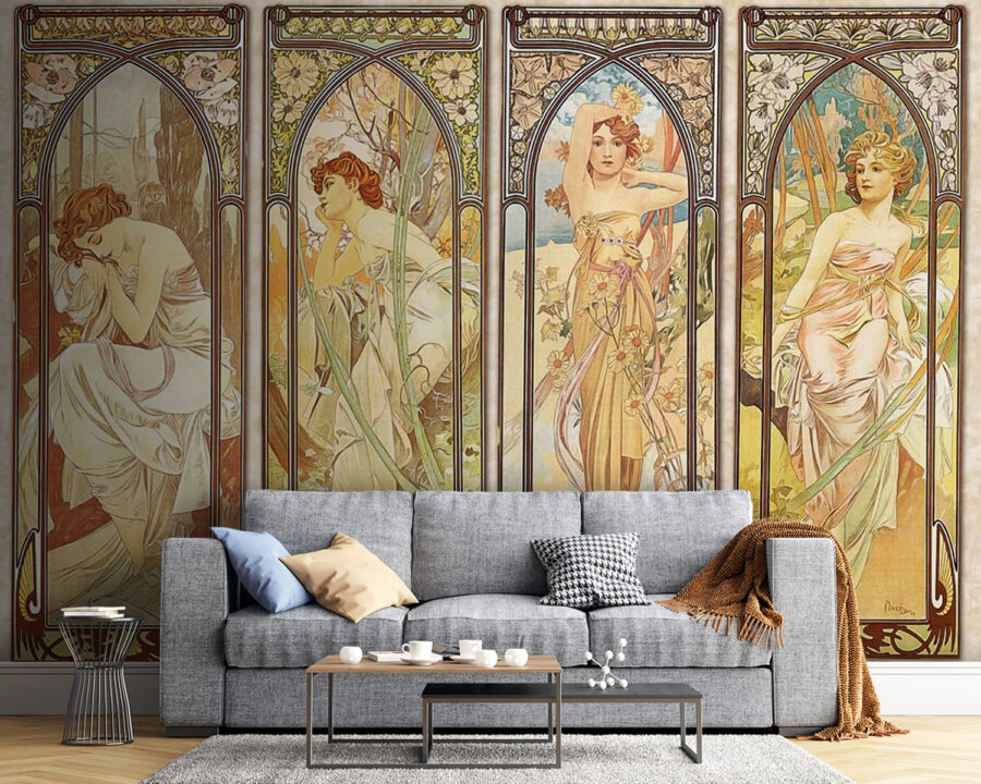 Groep vrouwen in art nouveau-stijl u02014pig54 900x720 - Groep vrouwen in art nouveau-stijl - tegory