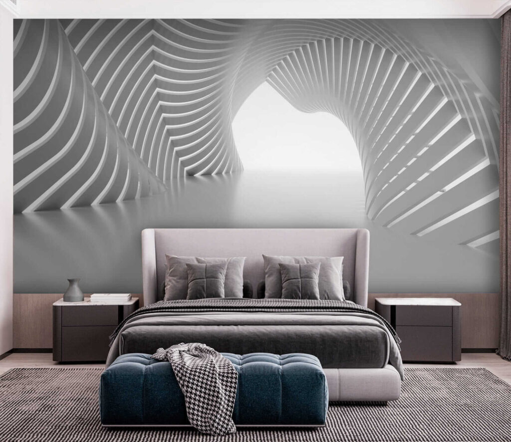 White tunnel with curved lines White tunnel with curved lines