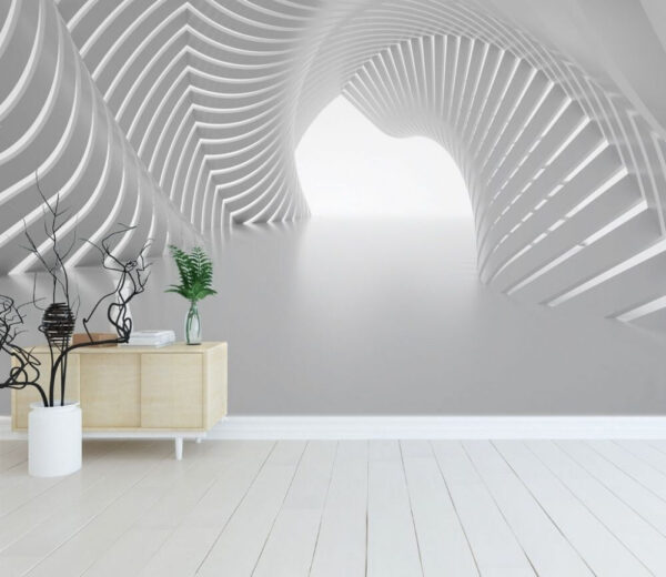 Witte tunnel met gebogen lijnen Witte tunnel met gebogen lijnen