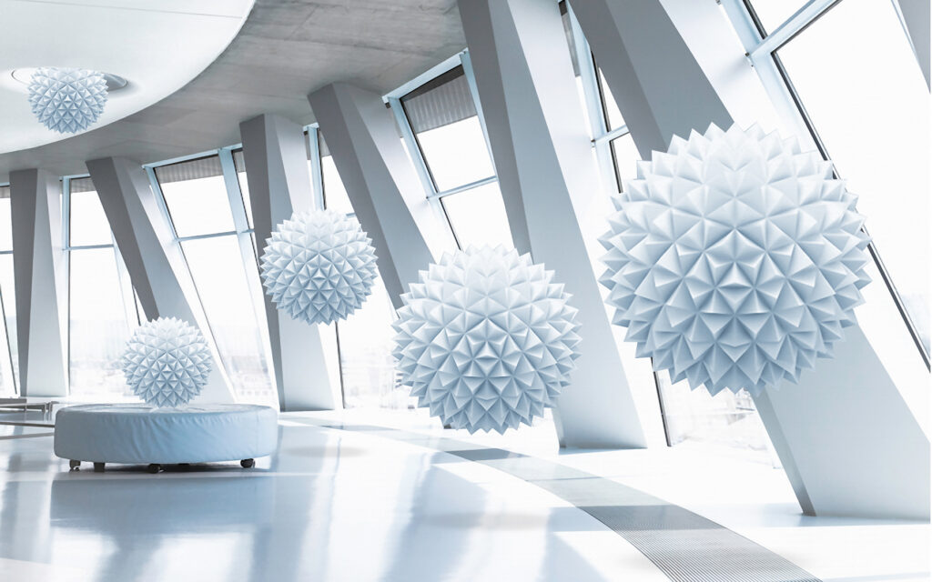 Witte ballen uit het plafond Witte ballen uit het plafond