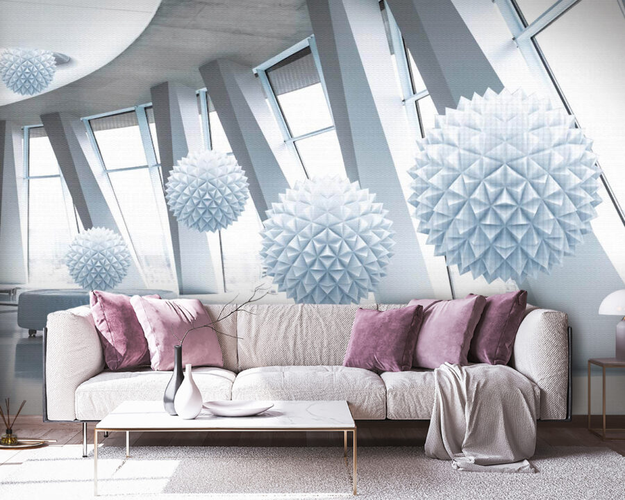 Witte ballen uit het plafond