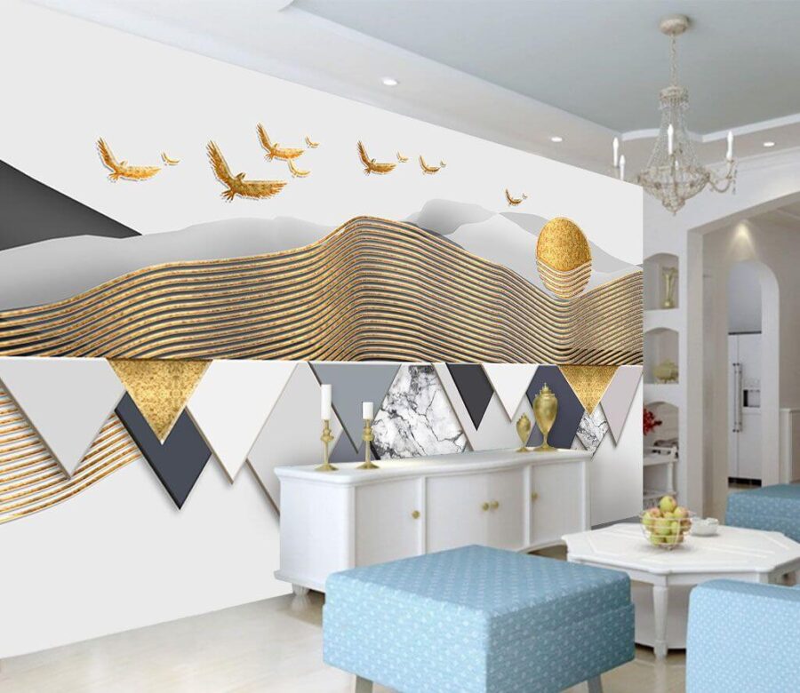 Behang met vliegende vogels