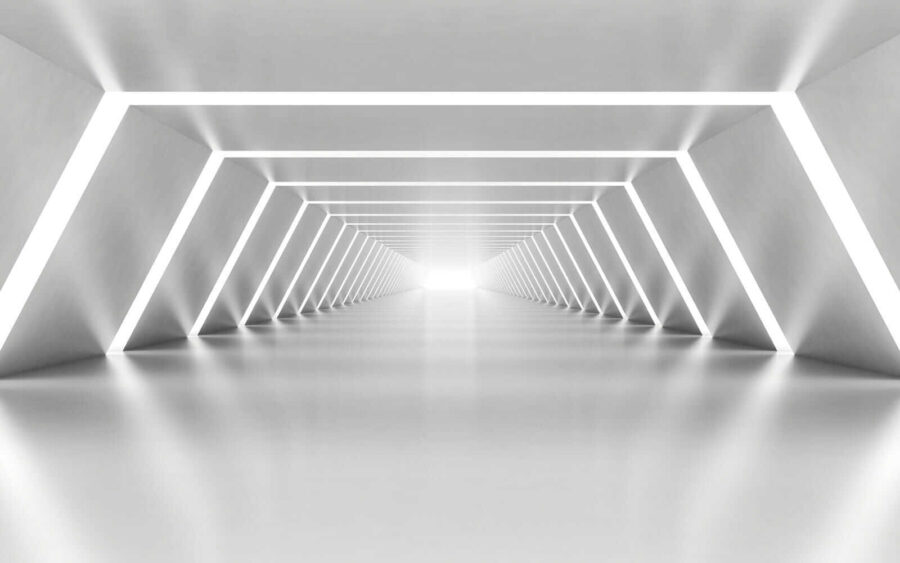 Een witte kamer met verlichting