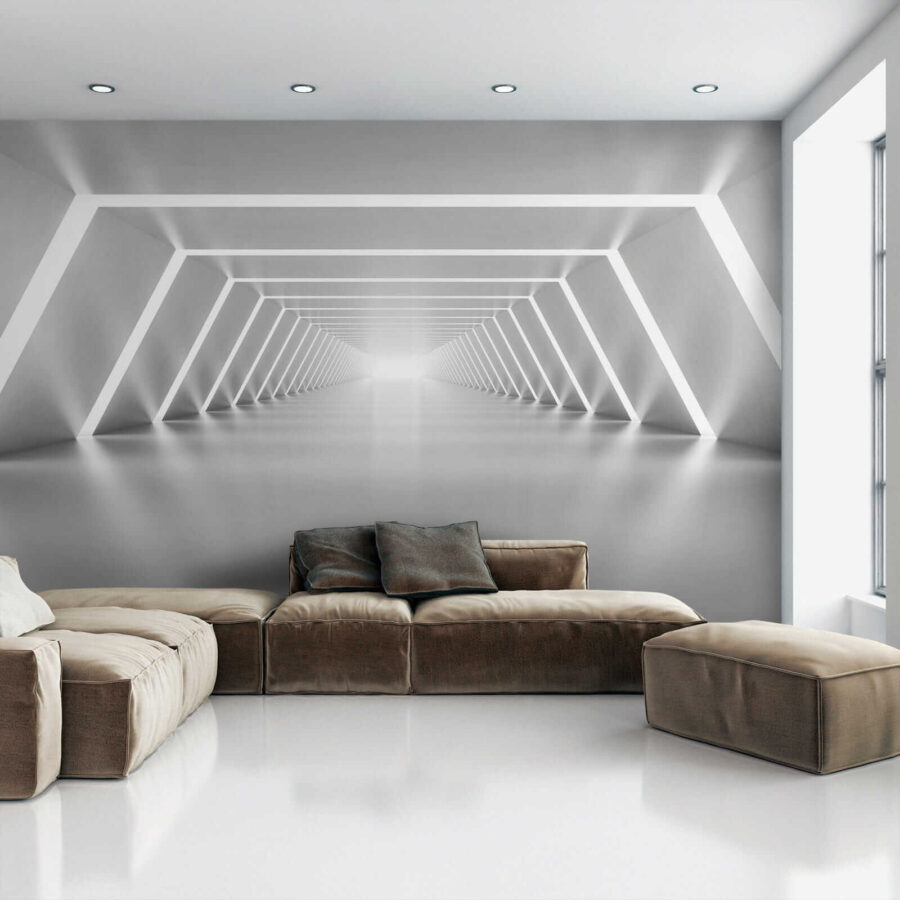 Een witte kamer met verlichting