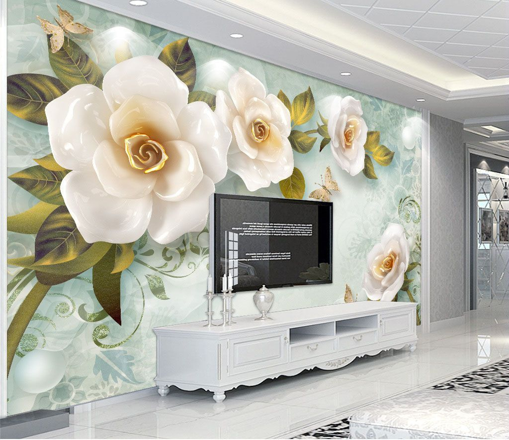 Witte bloemen en een vlinder u03503pig1m - Witte bloemen en een vlinder - tegory
