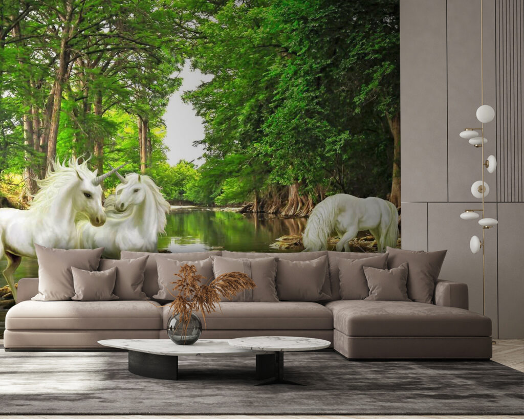 u05099pig58 1024x819 - Groep witte eenhoorns in een rivier - tegory