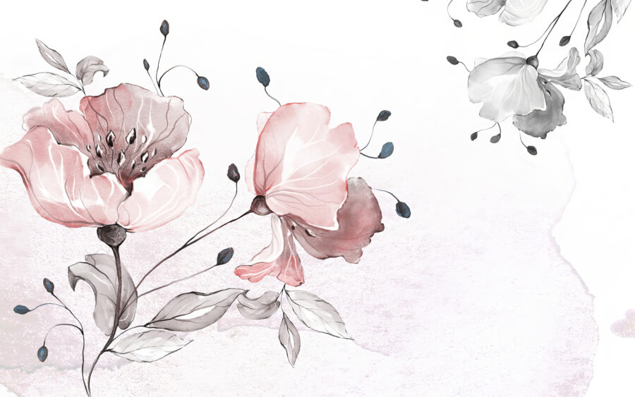Fotobehang Delicaat aquarel bloemmotief. - Afbeelding 7