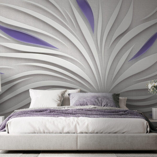 Een witte en paarse werveling op een muur Een witte en paarse werveling op een muur