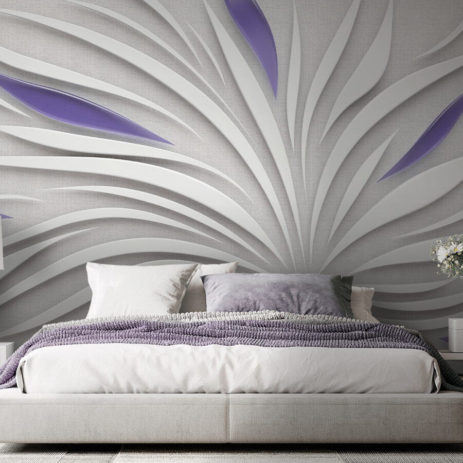 Een witte en paarse werveling op een muur Een witte en paarse werveling op een muur
