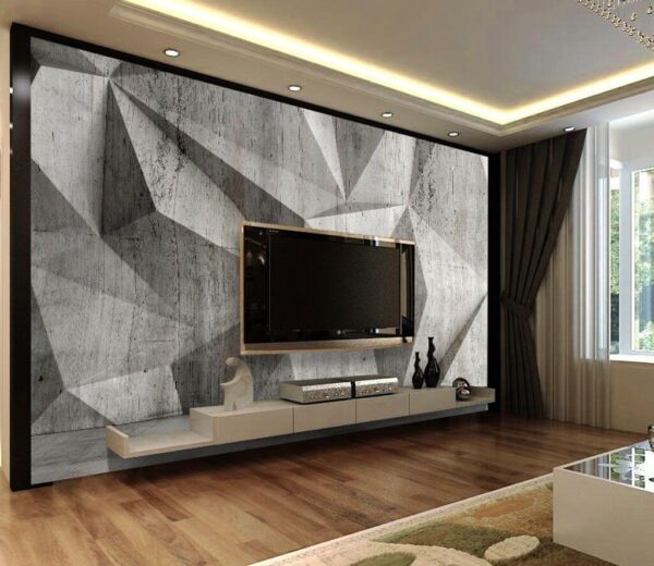 Een betonnen muur met een driehoekig patroon Een betonnen muur met een driehoekig patroon