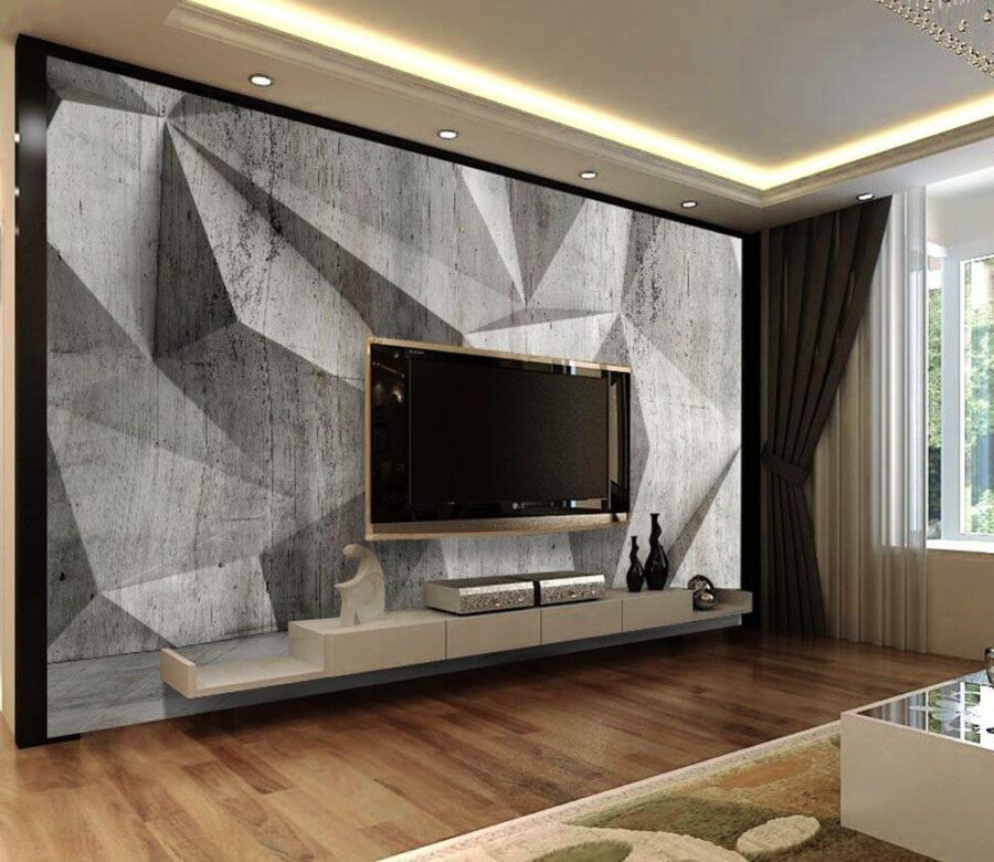 Een betonnen muur met een driehoekig patroon Een betonnen muur met een driehoekig patroon