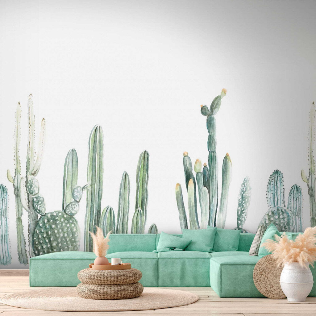 Group of cactuses on a white background Group of cactuses on a white background