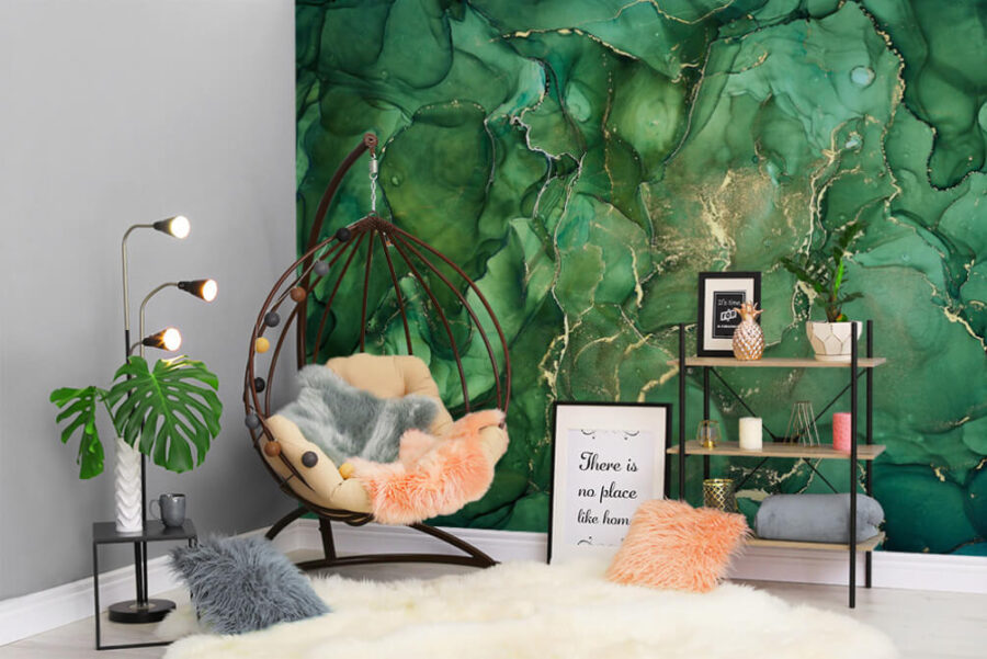 Fotobehang Abstracte lagen van diepgroene tinten