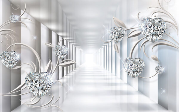 Witte hal met diamanten en bloemen Witte hal met diamanten en bloemen