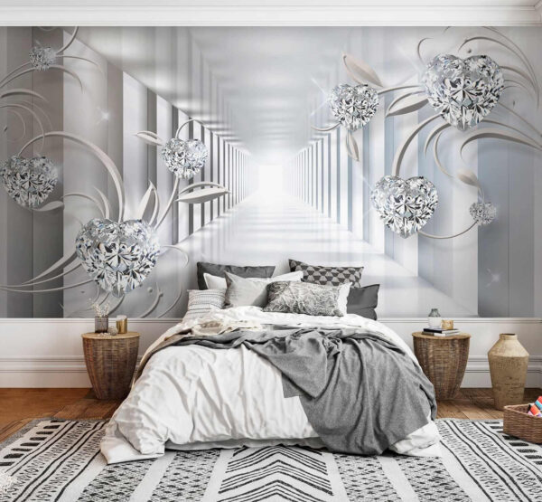 Witte hal met diamanten en bloemen Witte hal met diamanten en bloemen