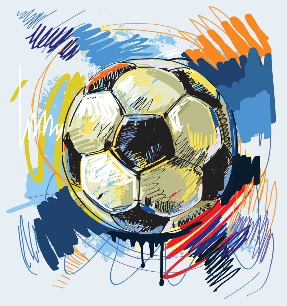 Voetbal met kleurrijke krabbels Voetbal met kleurrijke krabbels