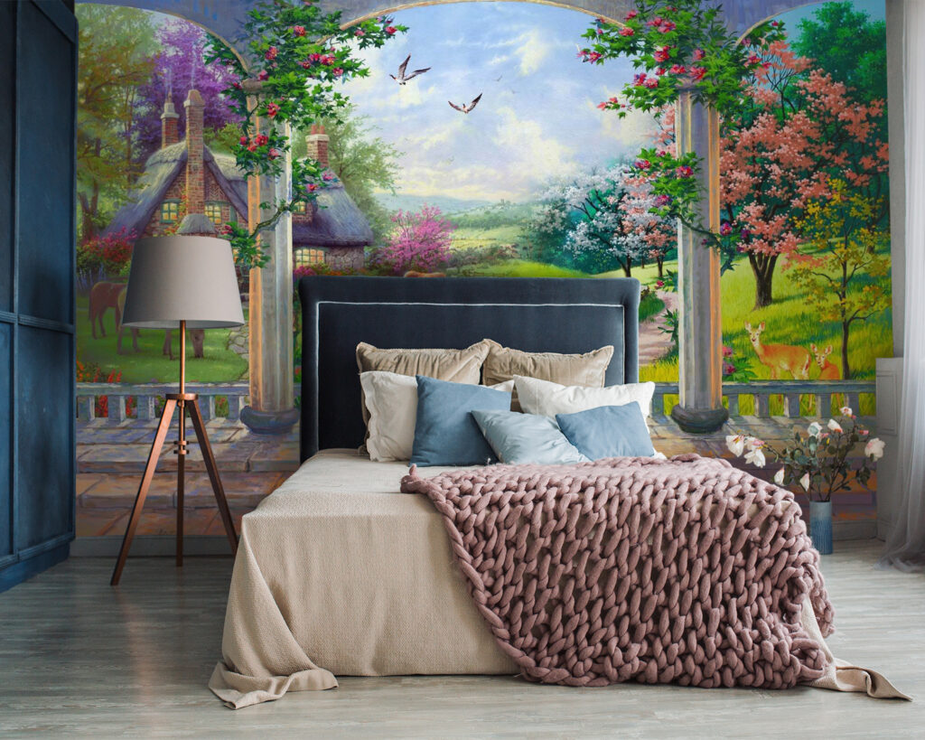 Schilderij van een landschap met een paard en een huis u09760pib87 1024x819 - Schilderij van een landschap met een paard en een huis - tegory