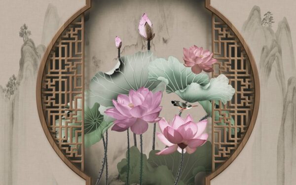 Behang met roze bloemen en bladeren u11741p 600x375 - Behang met roze bloemen en bladeren - tegory