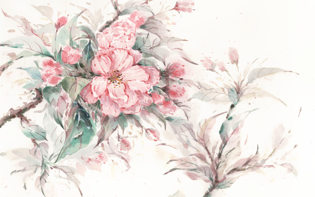 Schilderij van roze bloemen Schilderij van roze bloemen
