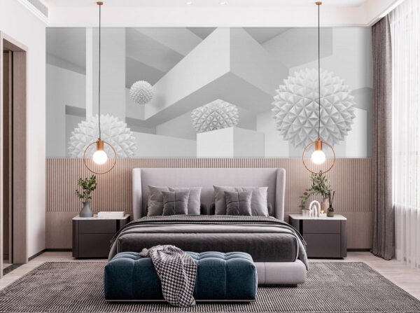 Witte kamer met witte ballen Witte kamer met witte ballen