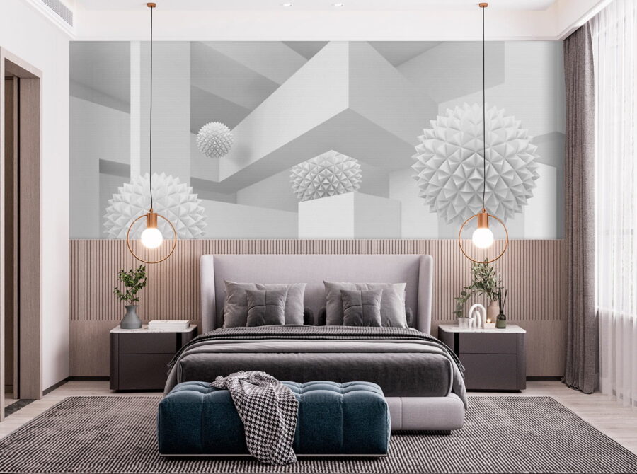 Witte kamer met witte ballen