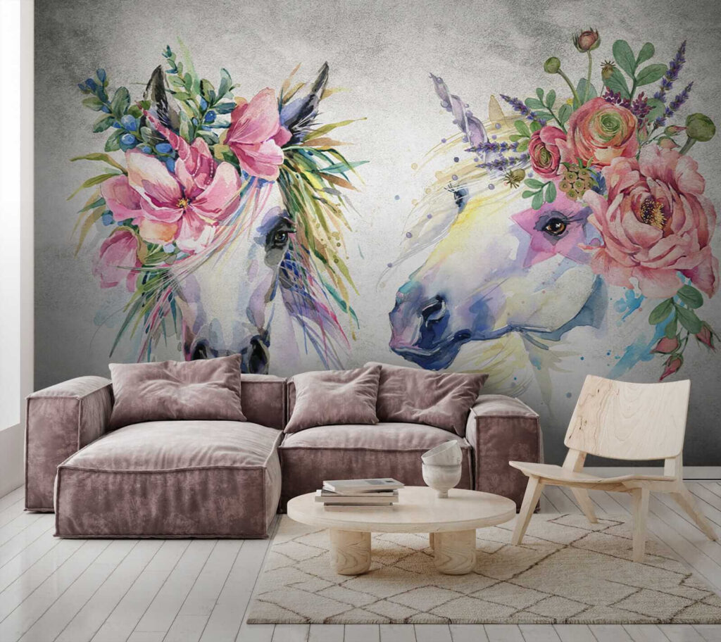 Paar paarden met bloemen op hun hoofd u14264pig5 1024x912 - Paar paarden met bloemen op hun hoofd