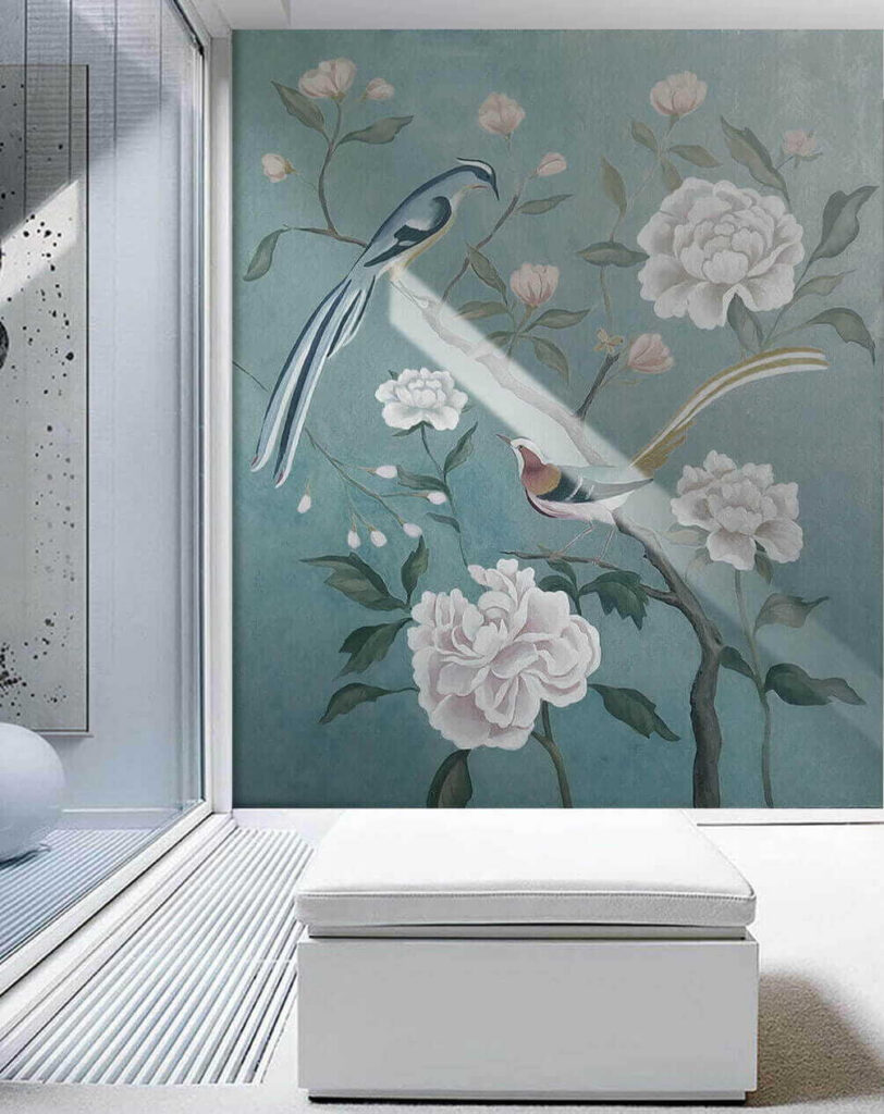 Schilderij van vogels op een tak met bloemen u14296pih1 812x1024 - Schilderij van vogels op een tak met bloemen - tegory