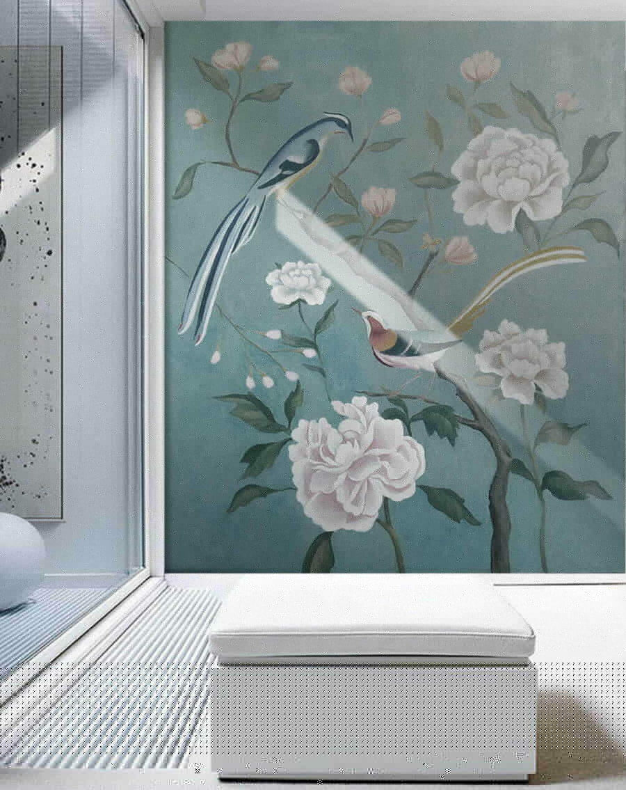 Schilderij van vogels op een tak met bloemen u14296pih1 900x1135 - Schilderij van vogels op een tak met bloemen - tegory