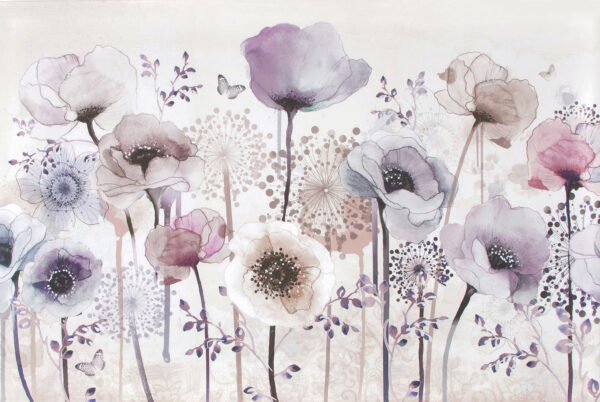 Schilderij van bloemen en vlinders Schilderij van bloemen en vlinders