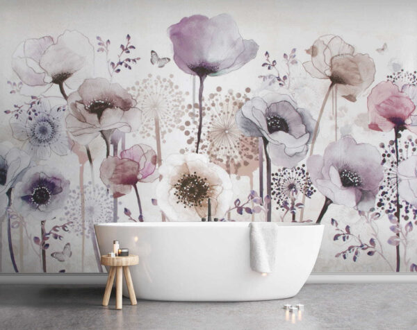 Schilderij van bloemen en vlinders Schilderij van bloemen en vlinders