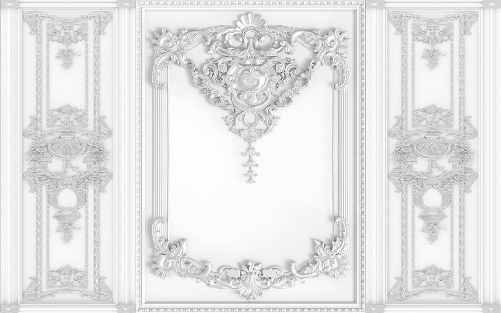 Witte muur met sierlijke ontwerpen Witte muur met sierlijke ontwerpen