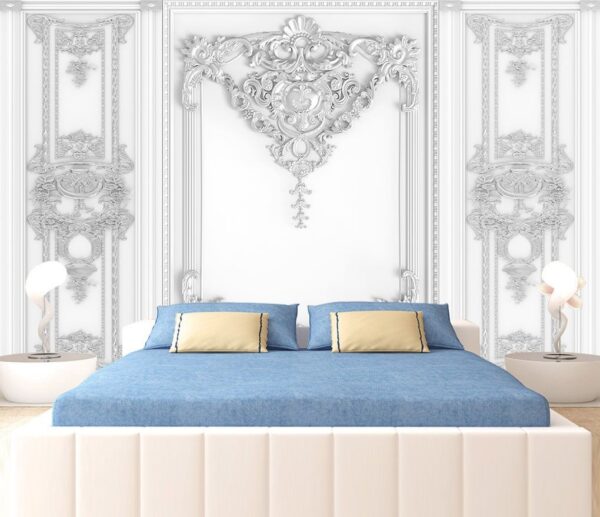 Witte muur met sierlijke ontwerpen Witte muur met sierlijke ontwerpen