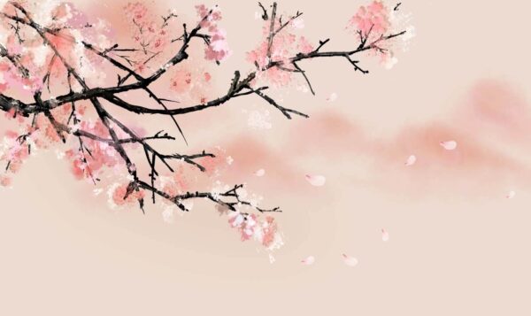Boomtak met roze bloemen Boomtak met roze bloemen