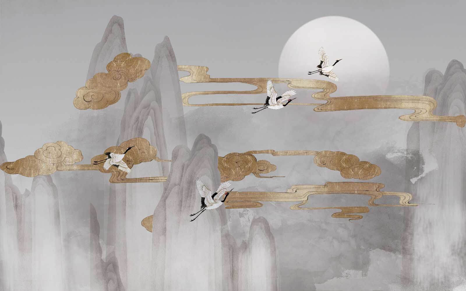 Schilderij van vliegende vogels in de lucht u16241p - Schilderij van vliegende vogels in de lucht - tegory