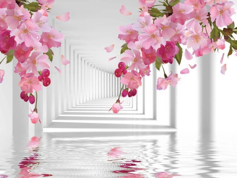 Roze bloemen op een tak