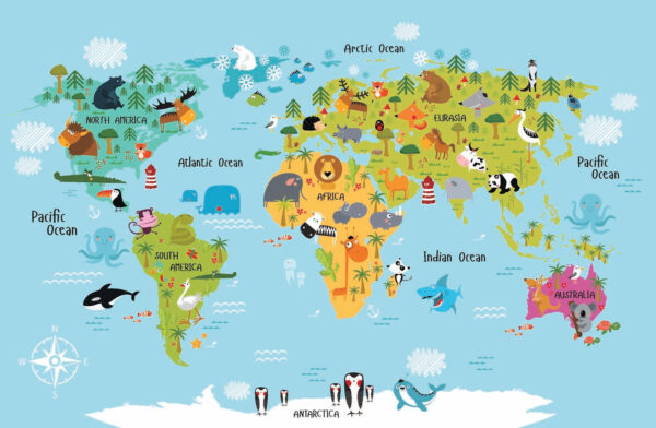 Wereldkaart met dieren Wereldkaart met dieren
