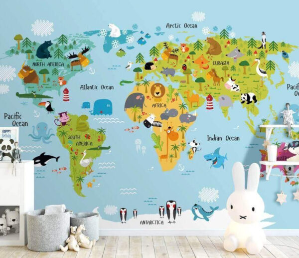 Wereldkaart met dieren Wereldkaart met dieren