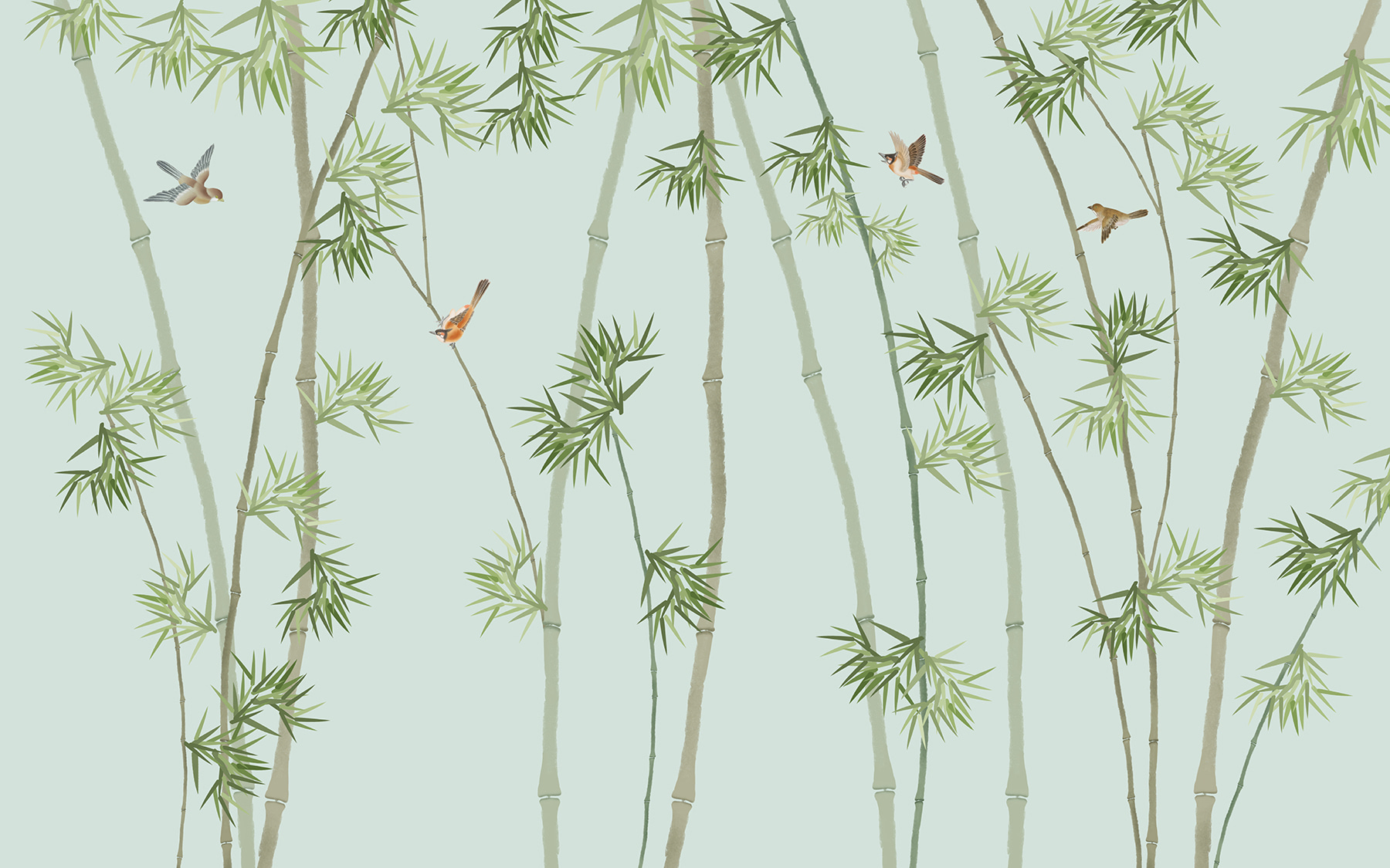 Behang met bamboetakken en vogels u16931p - Behang met bamboetakken en vogels - tegory