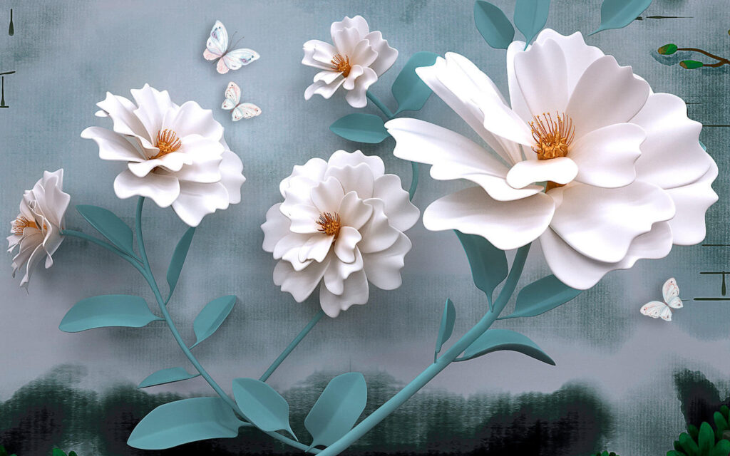 Witte bloemen met vlinders u19483p 1024x640 - Witte bloemen met vlinders - tegory