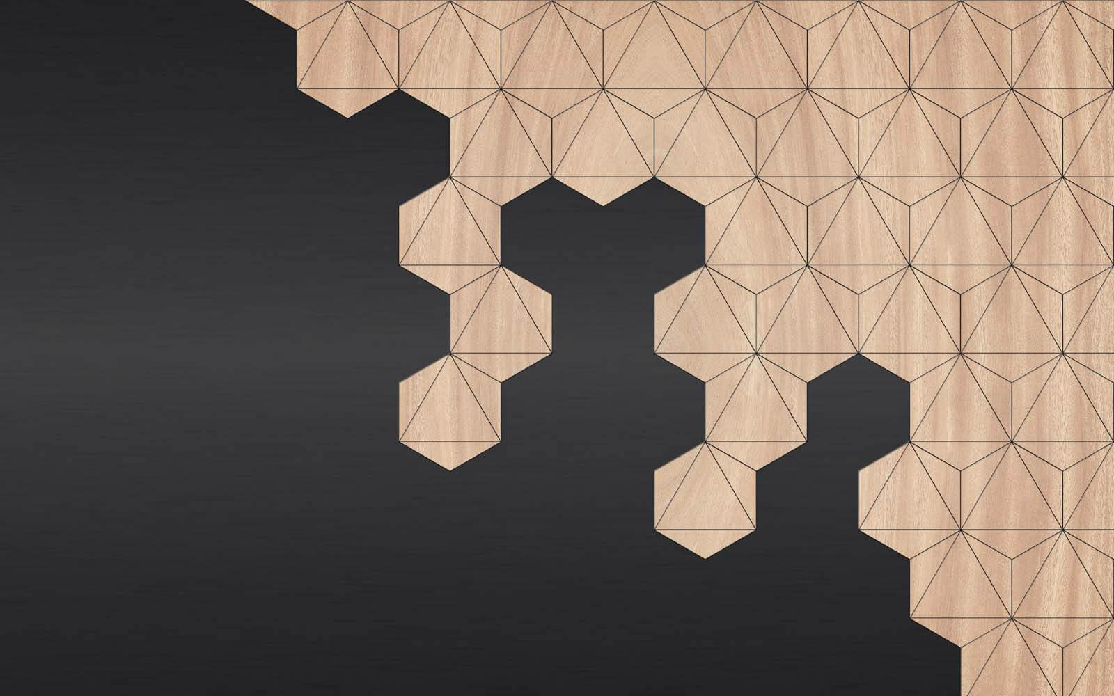 u19630p - Houten en zwarte achtergrond met zeshoeken - tegory