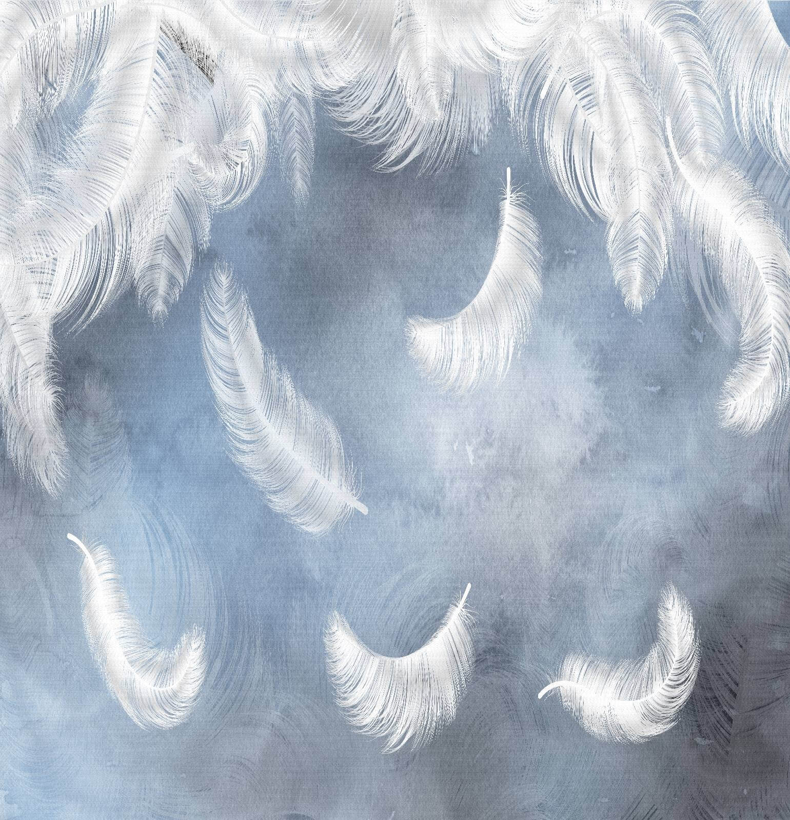 u23747p - Witte veren op een blauwe achtergrond - tegory